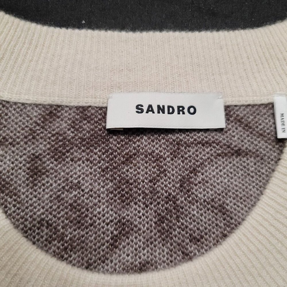 Women's Sandro Sweater Vest Brown Ivory Size 0 XS - Picture 7 of 8